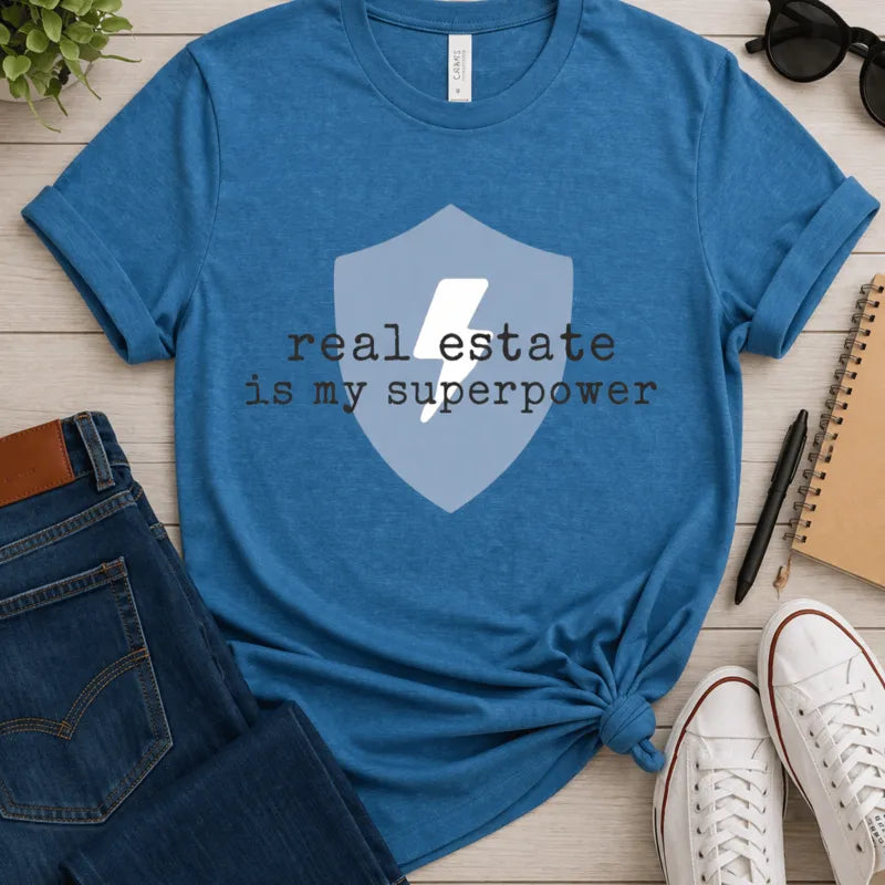 Men's Realtor Superpower Shirt Heather Blue